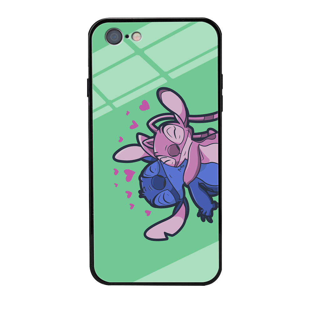 Stitch And Angel Huge Green Wallpaper iPhone 6 | 6s Case Tempered Glass Case