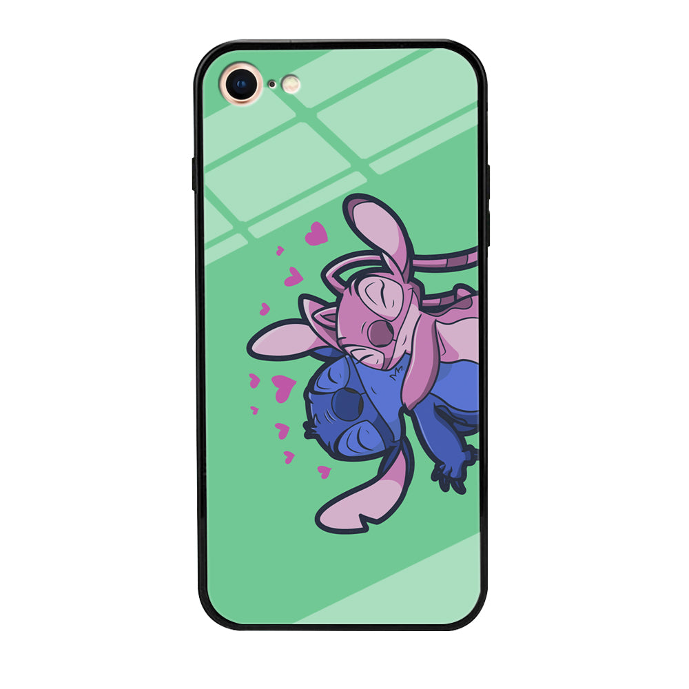 Stitch And Angel Huge Green Wallpaper iPhone 8 Case