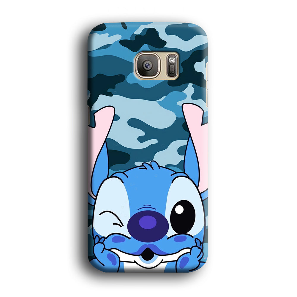 Stitch Blue in Camouflage Samsung Galaxy S7 Edge Case