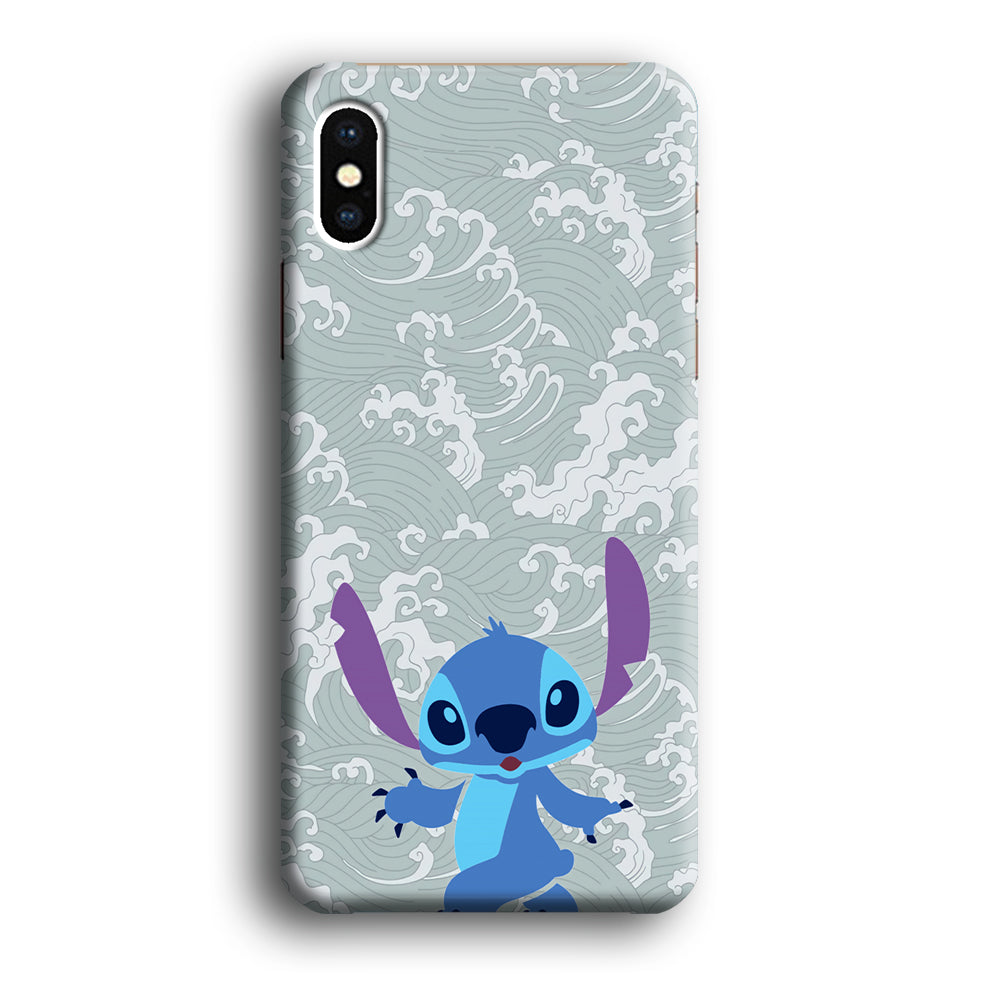 Stitch Walk on The Wave iPhone X Case