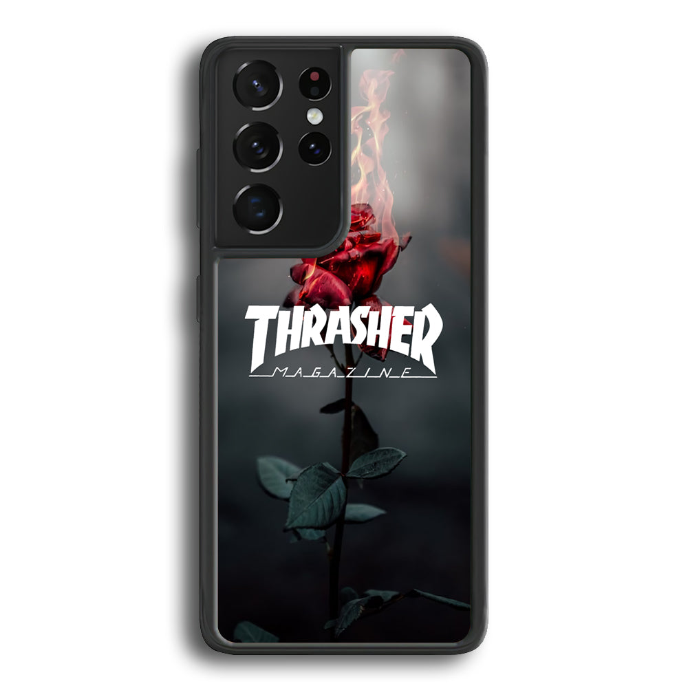 Thrasher Rose Flame Samsung Galaxy S21 Ultra Case - Carneyforia