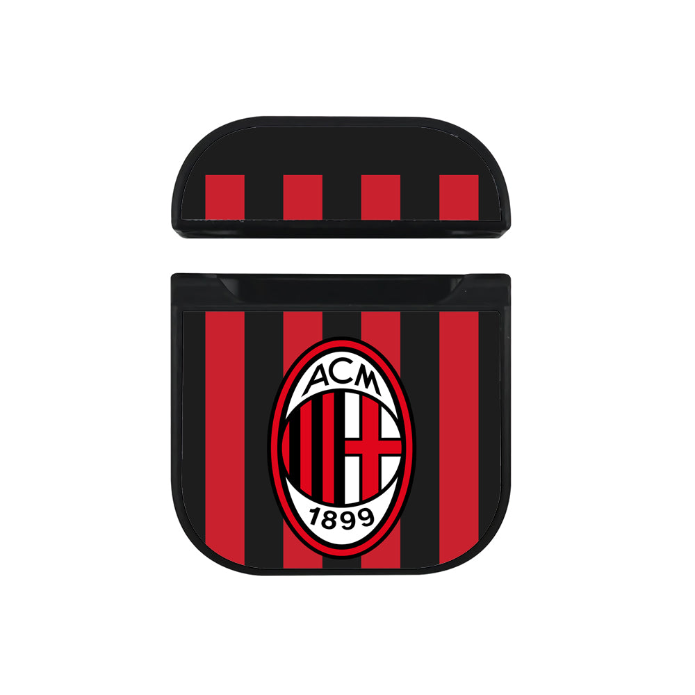 AC Milan Stripe Red Apple Airpods Case Black