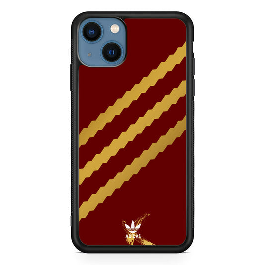 Adidas Stripe Royal Gold Maroon iPhone 15 Case - Carneyforia