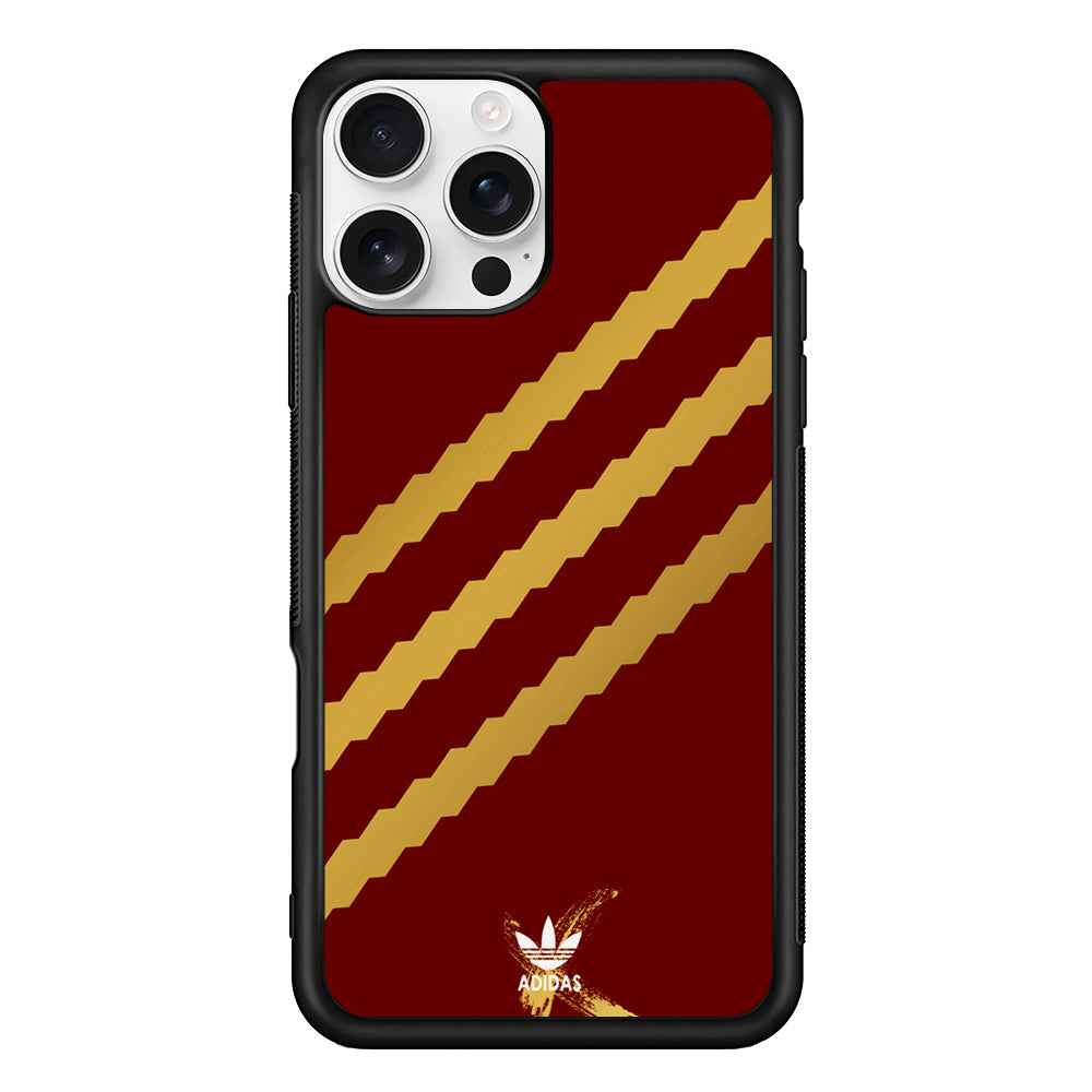 Adidas Stripe Royal Gold Maroon iPhone 16 Pro Max Case