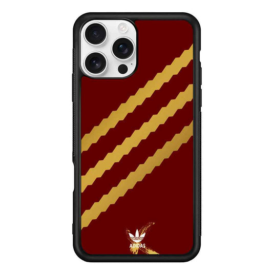 Adidas Stripe Royal Gold Maroon iPhone 16 Pro Max Case