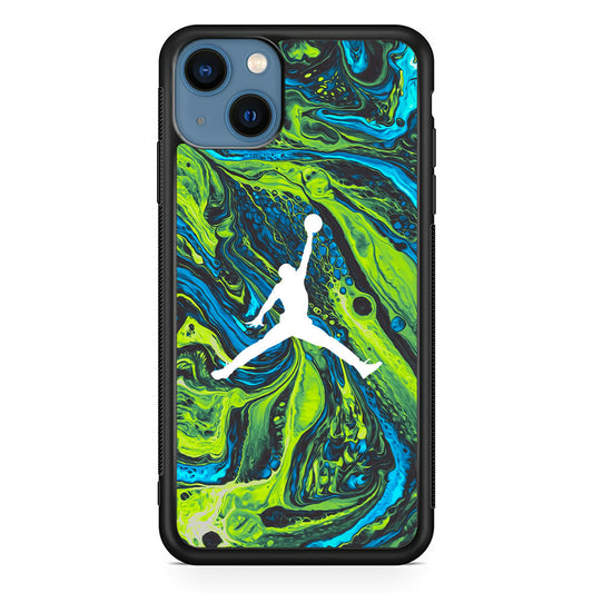 Air Jordan Green Liquid Marble iPhone 14 Plus Case - Carneyforia