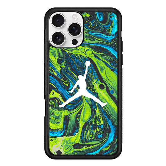 Air Jordan Green Liquid Marble iPhone 16 Pro Max Case