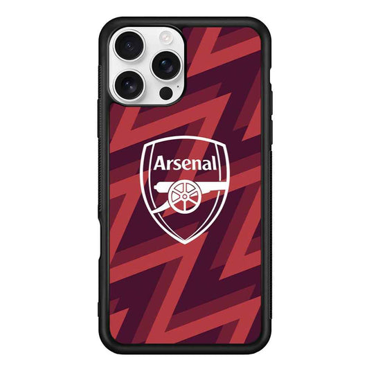 Arsenal Emblem Jersey Pattern iPhone 16 Pro Max Case