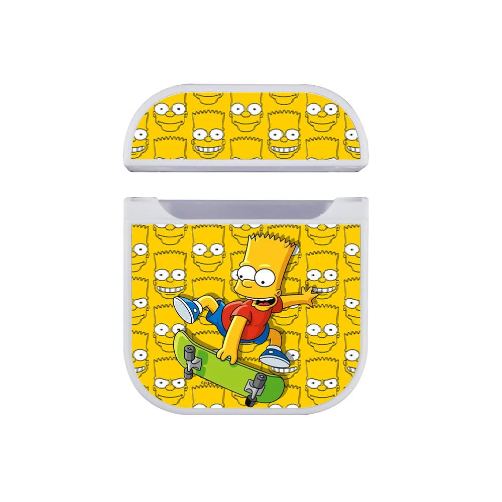 Bart Simpson Skateboarder in Action Apple Airpods Case White