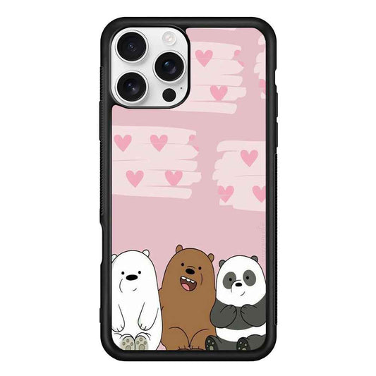Bear Bare Pink Love iPhone 16 Pro Case