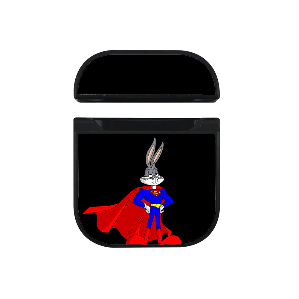 Bugs Bunny Superman Mode Apple Airpods Case Black