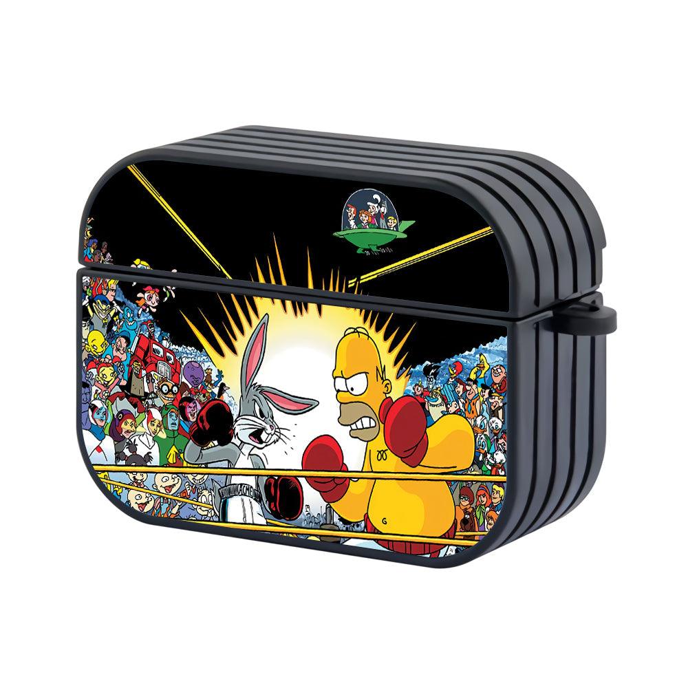 Bugs Bunny vs Homer Simpson Great Fight Apple Airpods Pro 2 Case Black