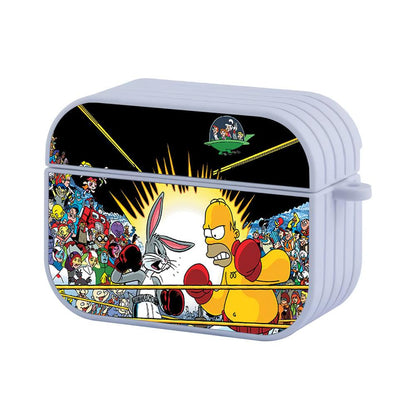 Bugs Bunny vs Homer Simpson Great Fight Apple Airpods Pro Case-White-Carneyforia
