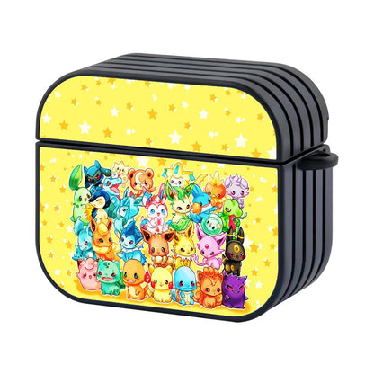 Chibi Cute Pokemon Star Background Apple Airpods 4 Case Black