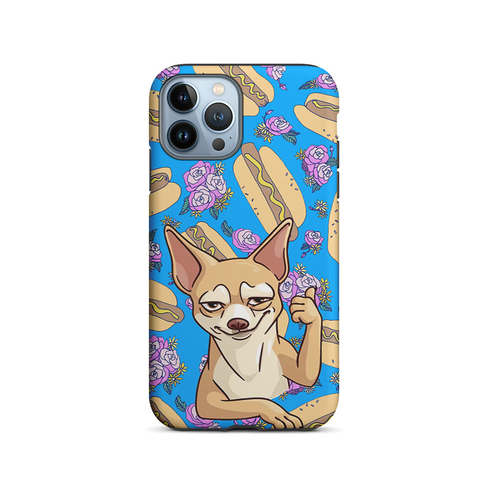 Chihuahua and Hot Dog Bid iPhone 15 Pro Max Case