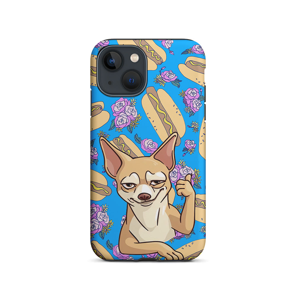 Chihuahua and Hot Dog Bid iPhone 15 Plus Case