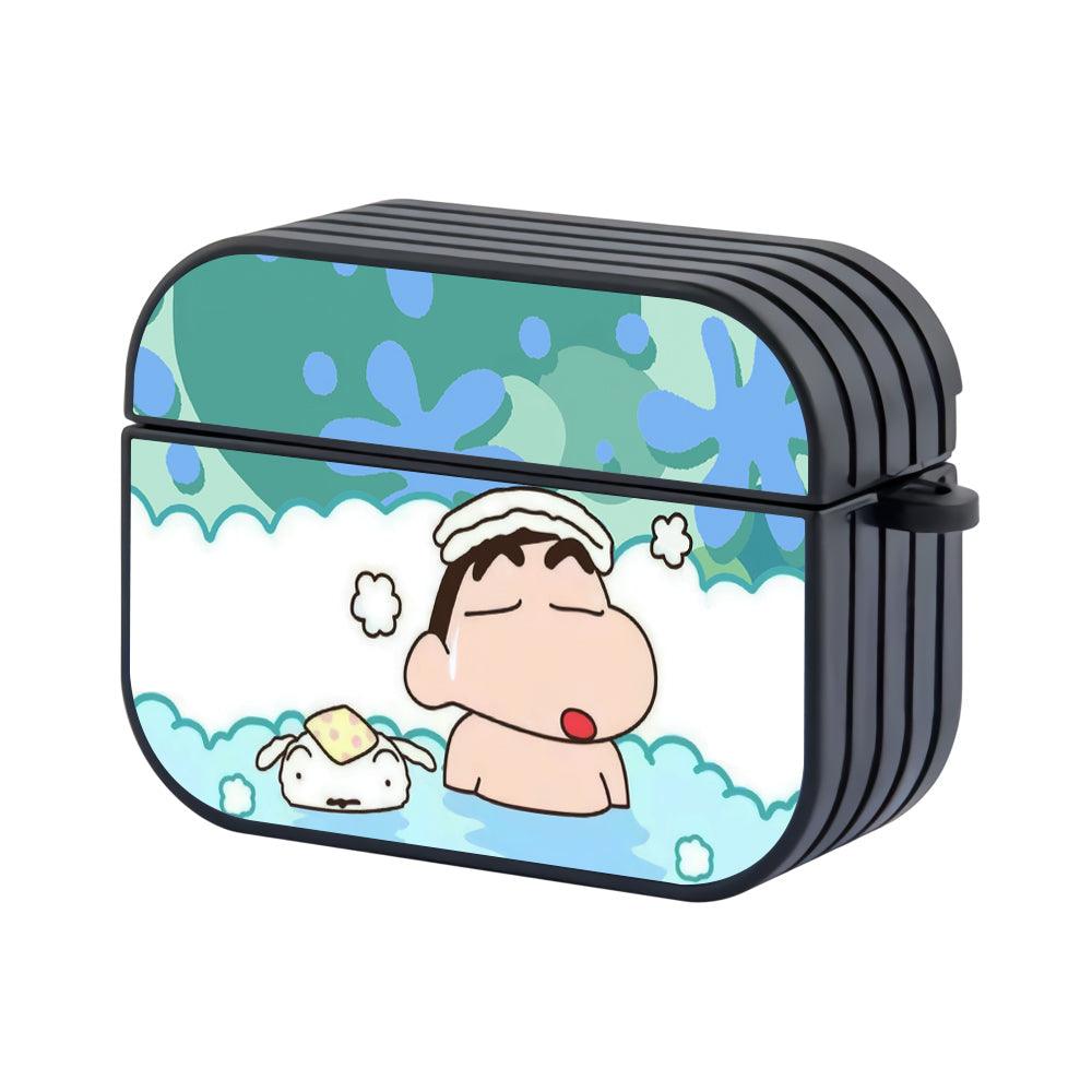 Crayon Shinchan Take a Break with a Hot Bath Apple Airpods Pro 2 Case Black