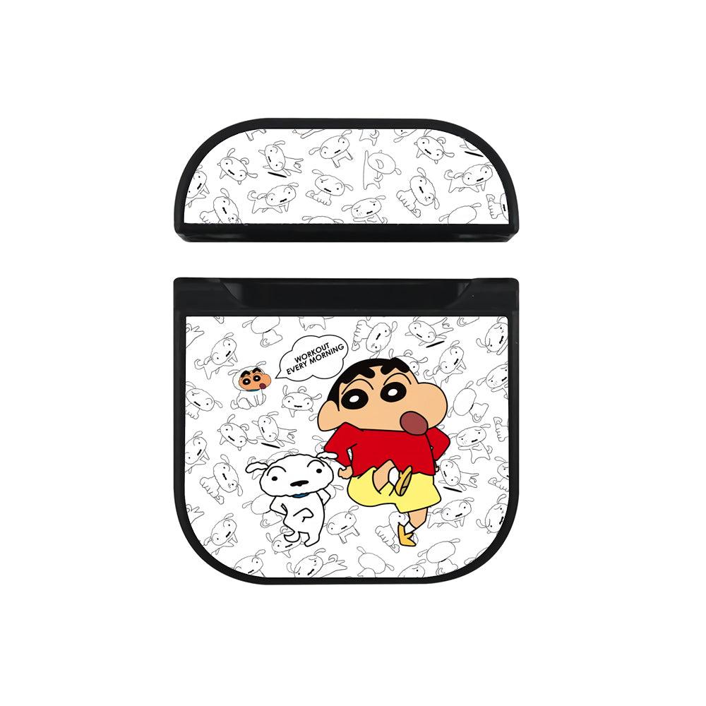Crayon Shinchan Workout Every Morning Apple Airpods Case Black