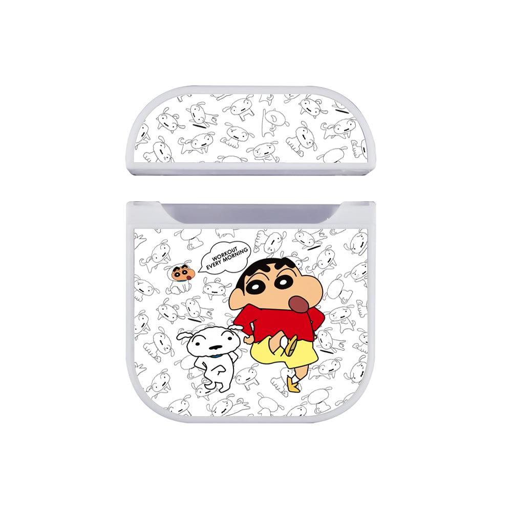 Crayon Shinchan Workout Every Morning Apple Airpods Case White