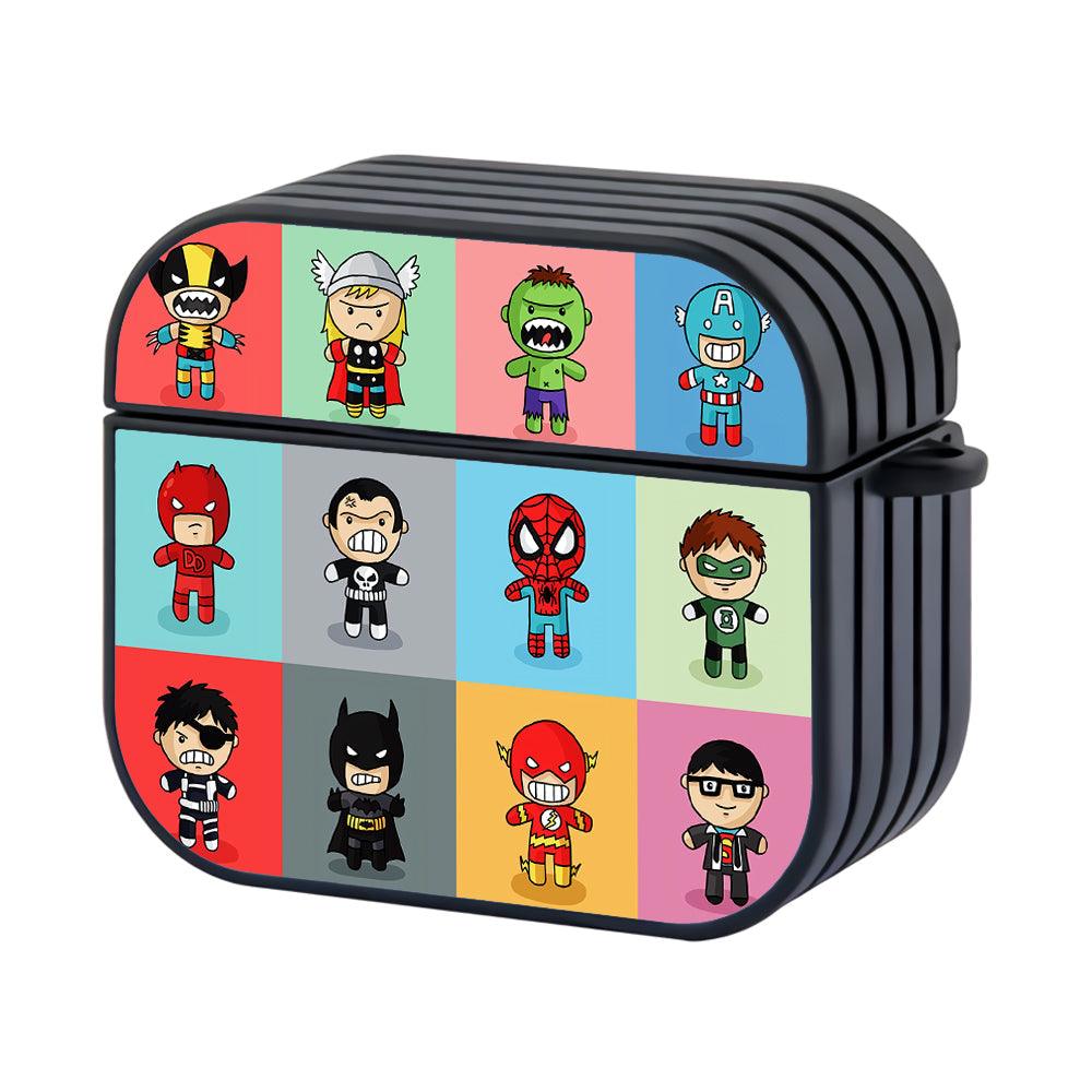 Cute Superhero Chibi Color Block Apple Airpods 4 Case Black