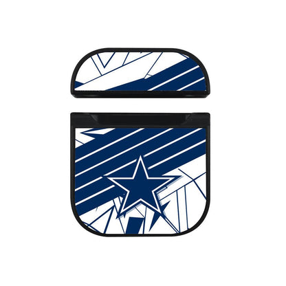 Dallas Cowboys on Blue Shapes Apple Airpods Case Black