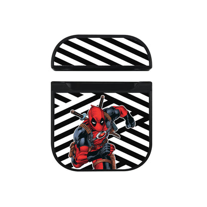 Deadpool Black and White Abstract Apple Airpods Case Black