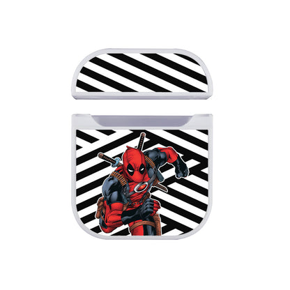 Deadpool Black and White Abstract Apple Airpods Case White