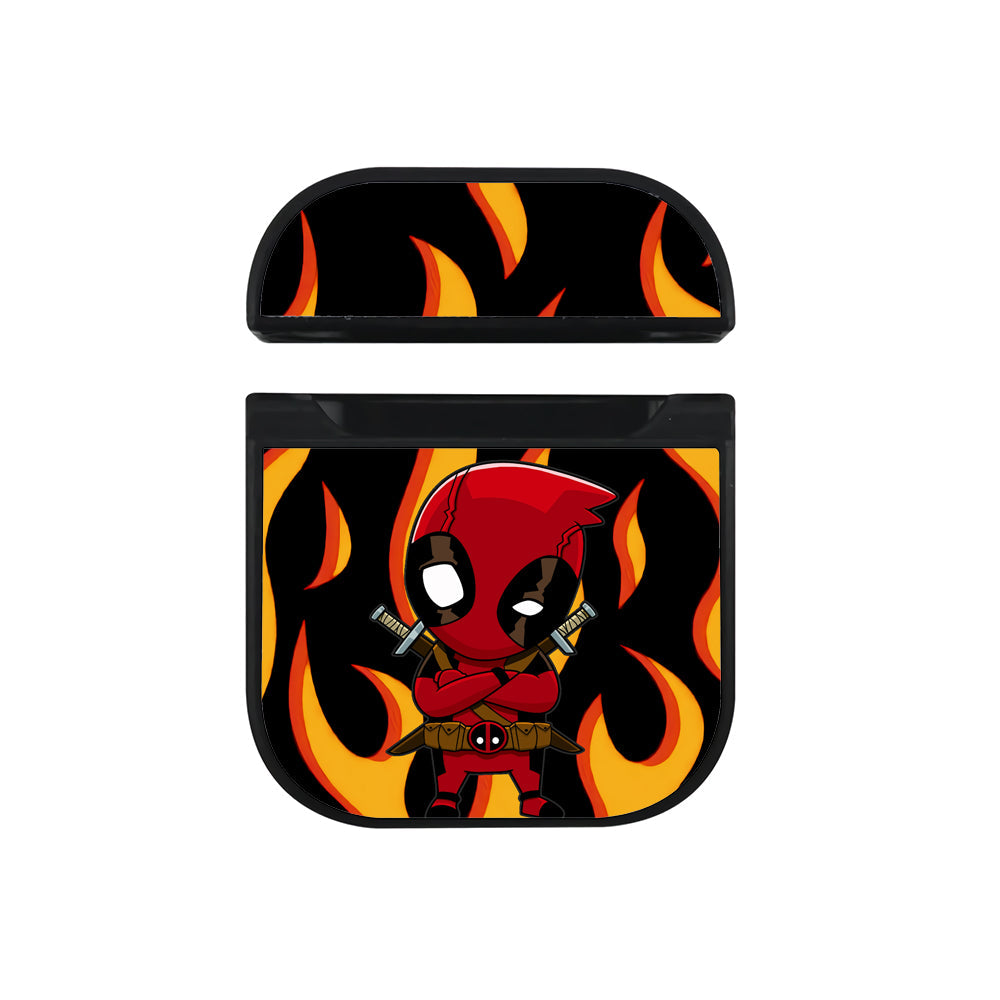 Deadpool Flame Fire Apple Airpods Case Black