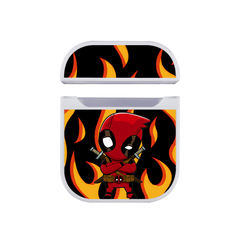 Deadpool Flame Fire Apple Airpods Case White