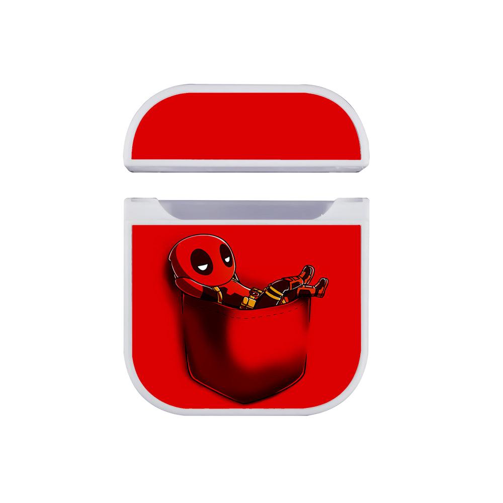 Deadpool in Red Pocket Apple Airpods Case White
