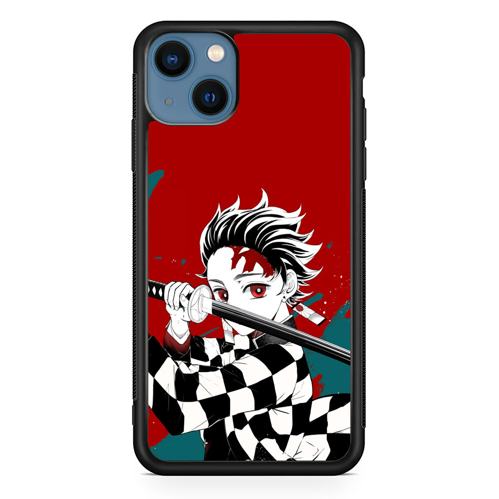 Demon Slayer Deep Blood of Tanjiro iPhone 15 Plus Case - Carneyforia