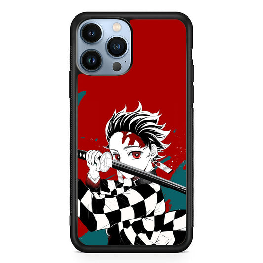 Demon Slayer Deep Blood of Tanjiro iPhone 15 Pro Case - Carneyforia