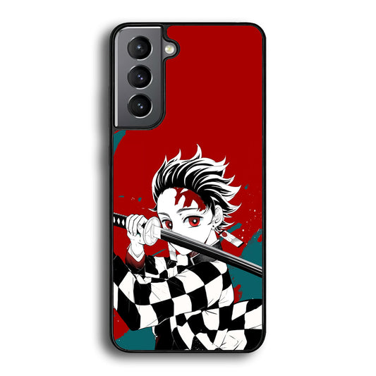 Demon Slayer Deep Blood of Tanjiro Samsung Galaxy S21 Plus Case