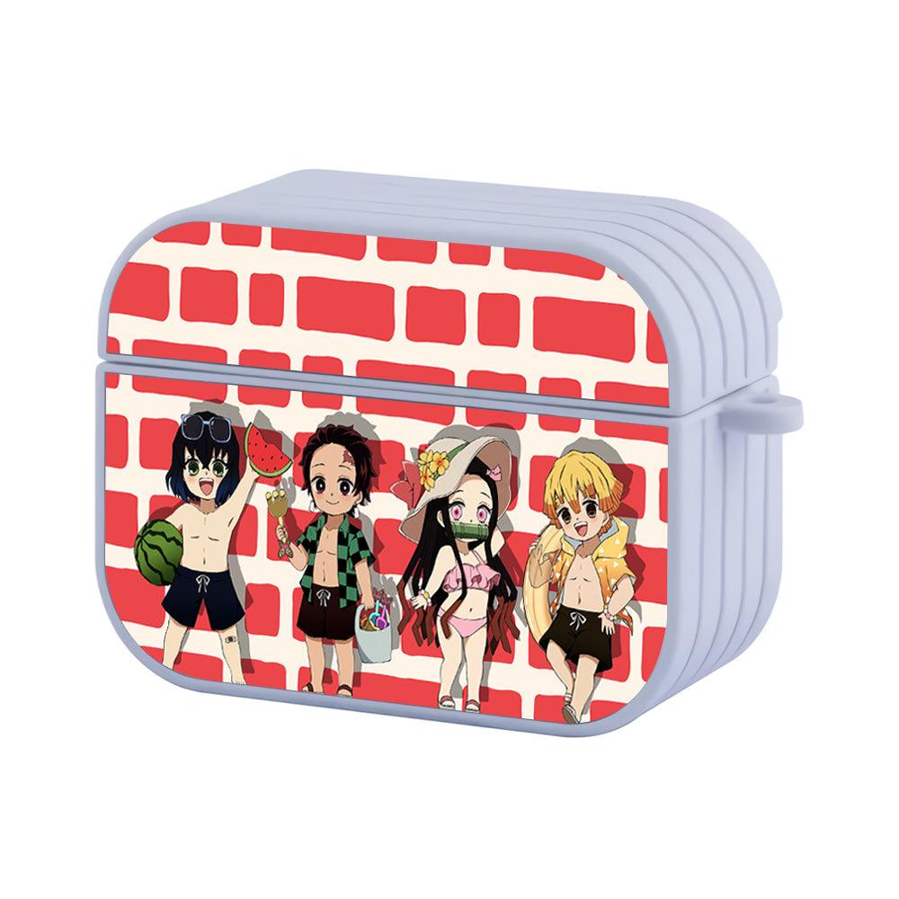 Demon Slayer Playing on The Beach Apple Airpods Pro Case White