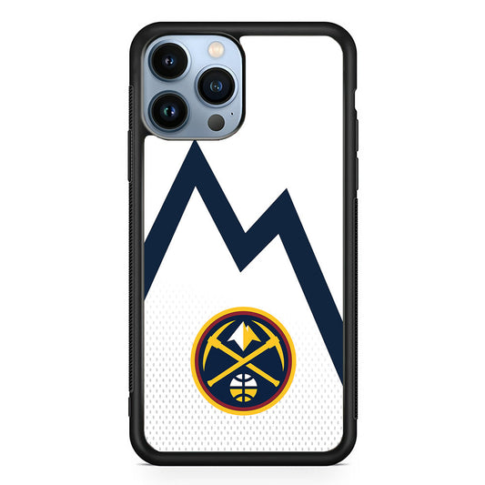 Denver Nuggets Emblem Line In White iPhone 15 Pro Case - Carneyforia