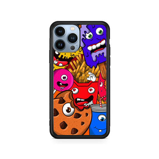 Doodle Monsters Snack iPhone 15 Pro Max Case