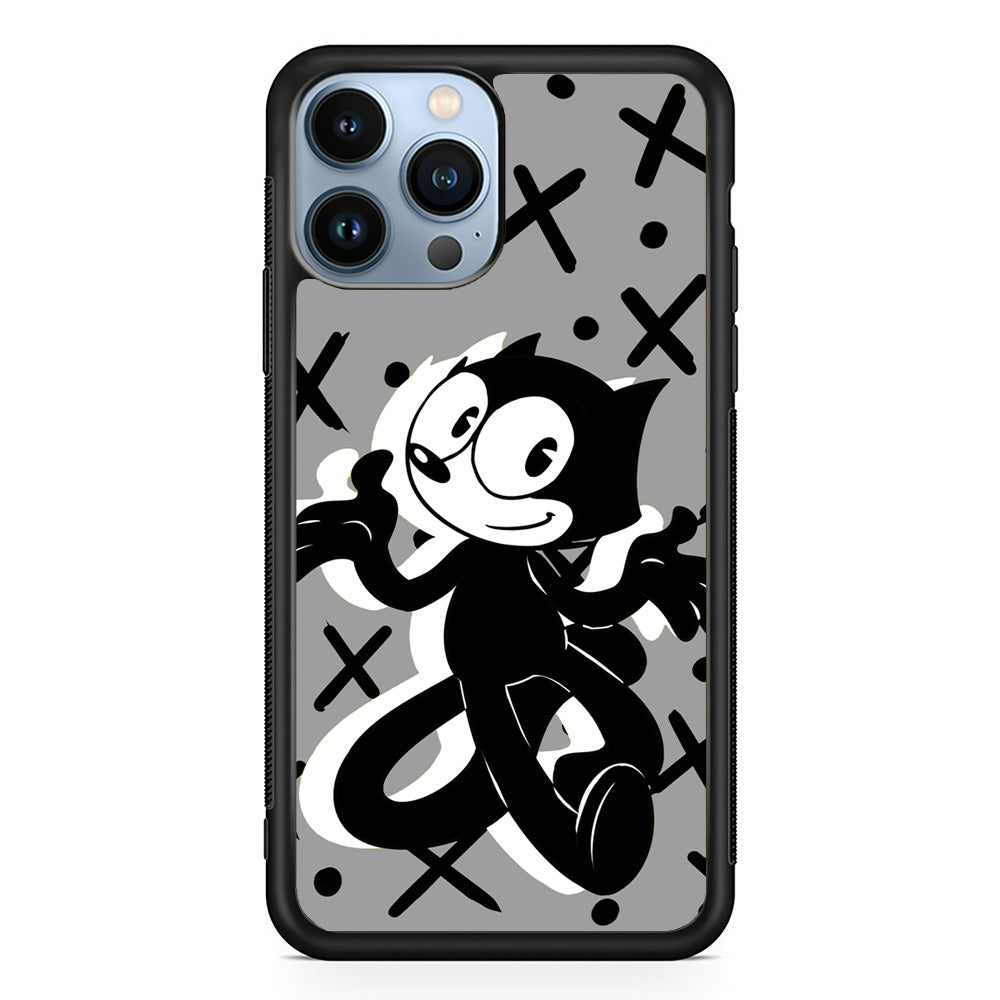 Felix The Cat Pattern In Grey iPhone 15 Pro Case - Carneyforia