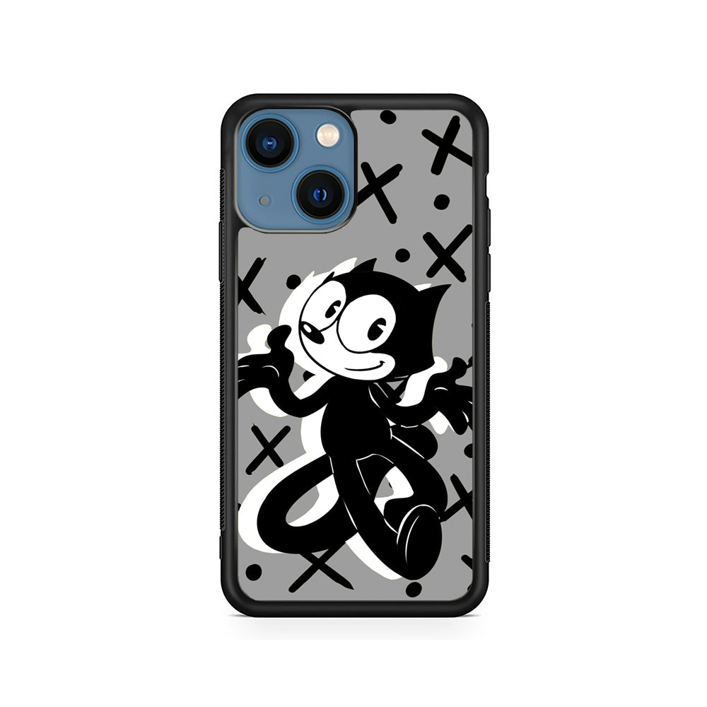 Felix The Cat Pattern In Grey iPhone 14 Plus Case