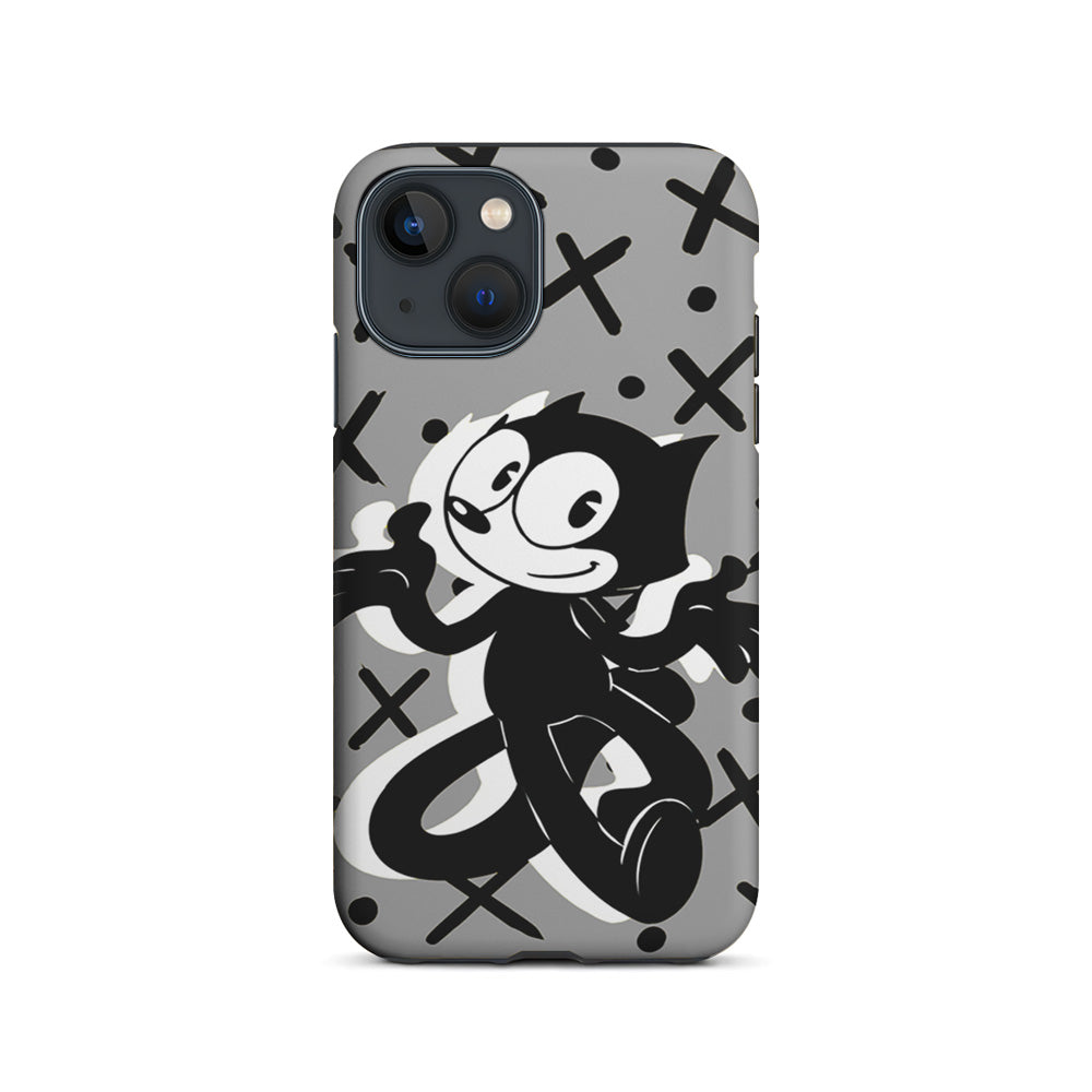 Felix The Cat Pattern In Grey iPhone 14 Plus Case