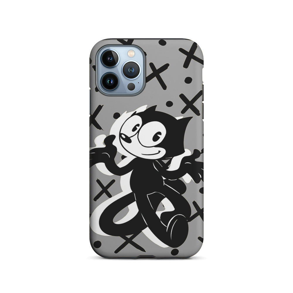 Felix The Cat Pattern In Grey iPhone 14 Pro Max Case