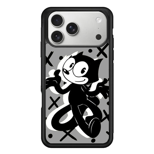 Felix The Cat Pattern In Grey iPhone 17 Pro Max Case