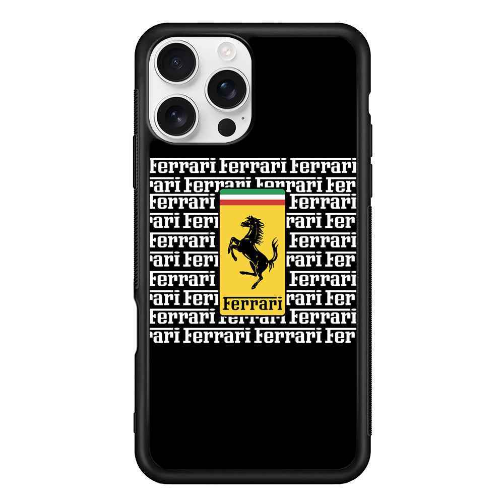 Ferrari Words Logo In Black iPhone 16 Pro Max Case