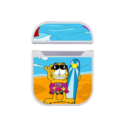 Garfield Surfing Apple Airpods Case White
