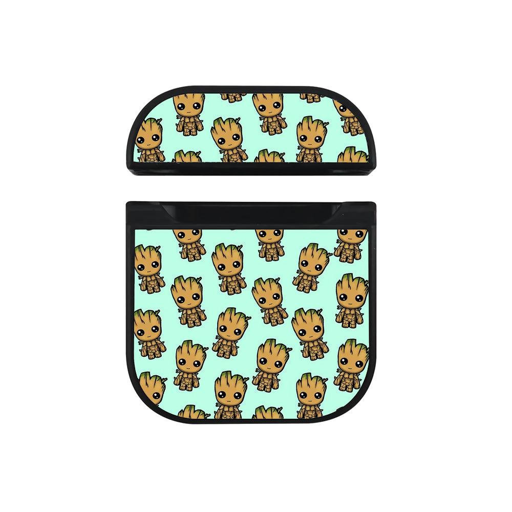 Groot Chibi Pattern Collection Apple Airpods Case Black