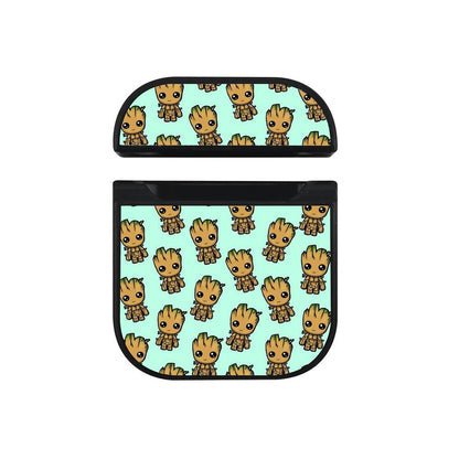 Groot Chibi Pattern Collection Apple Airpods Case Black