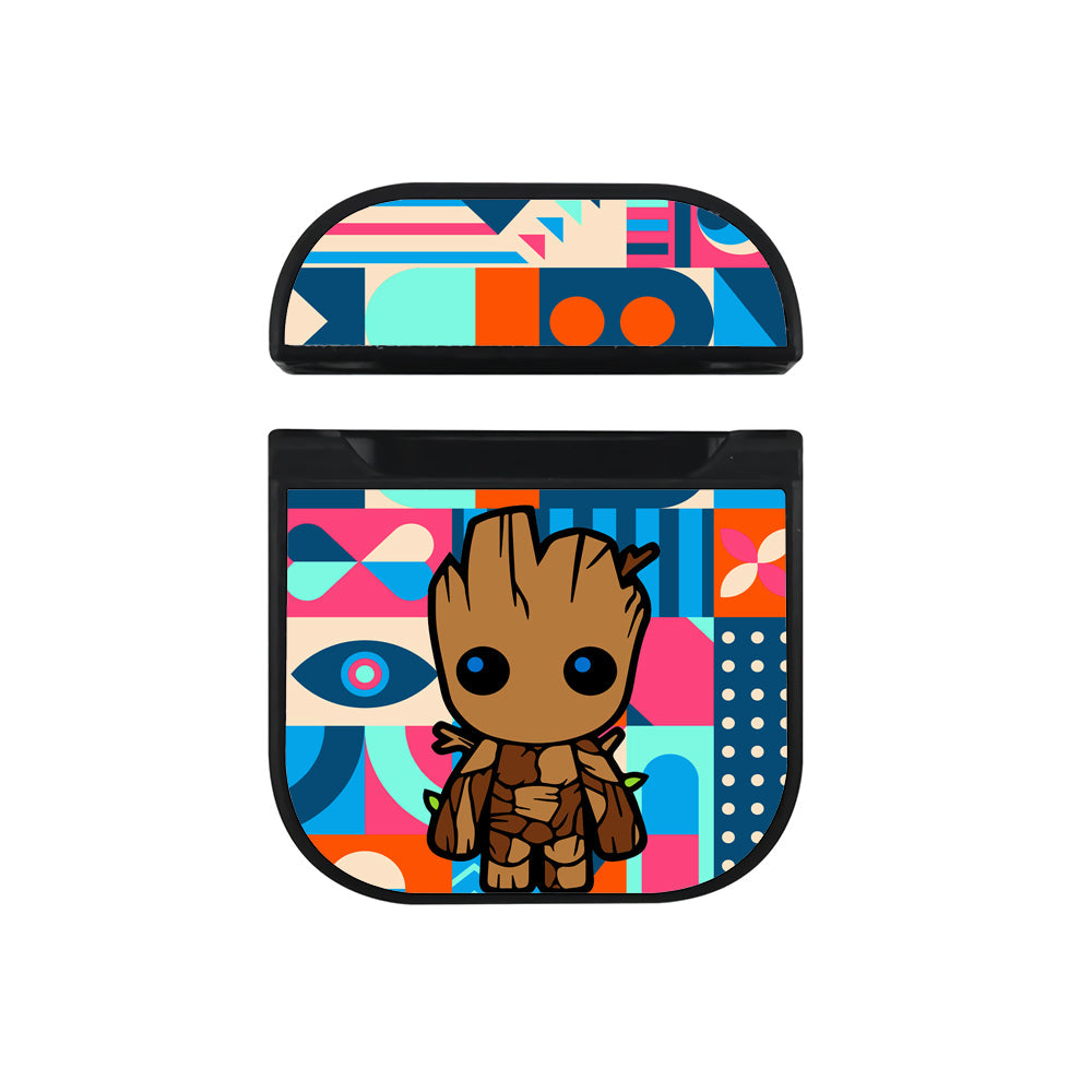 Groot Pattern Abstract Apple Airpods Case Black