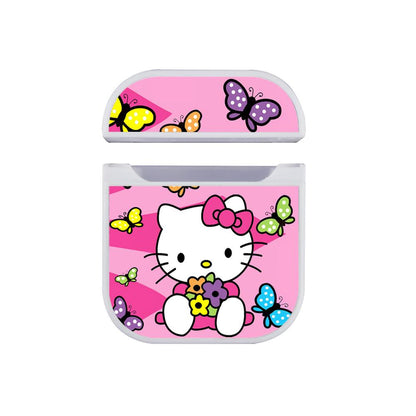 Hello Kitty Butterfly Background Apple Airpods Case White