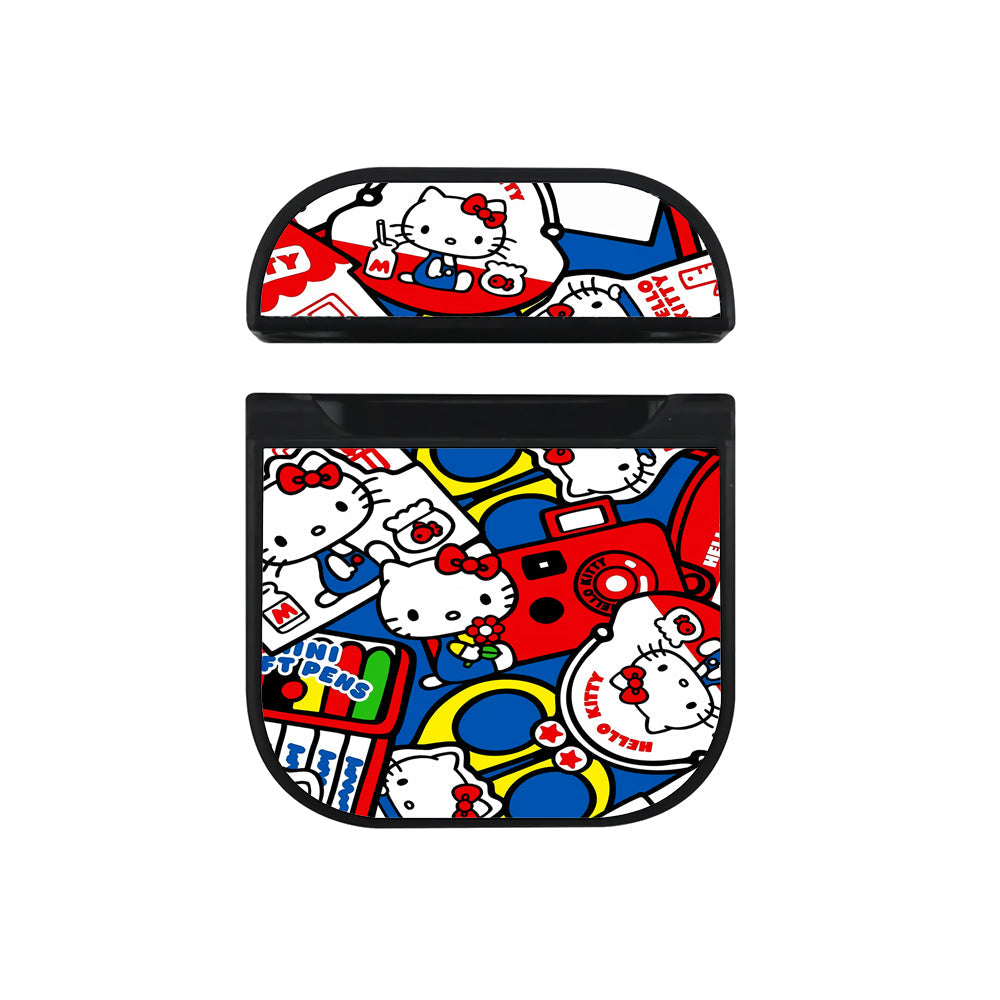 Hello Kitty Doodle Sticker Apple Airpods Case Black