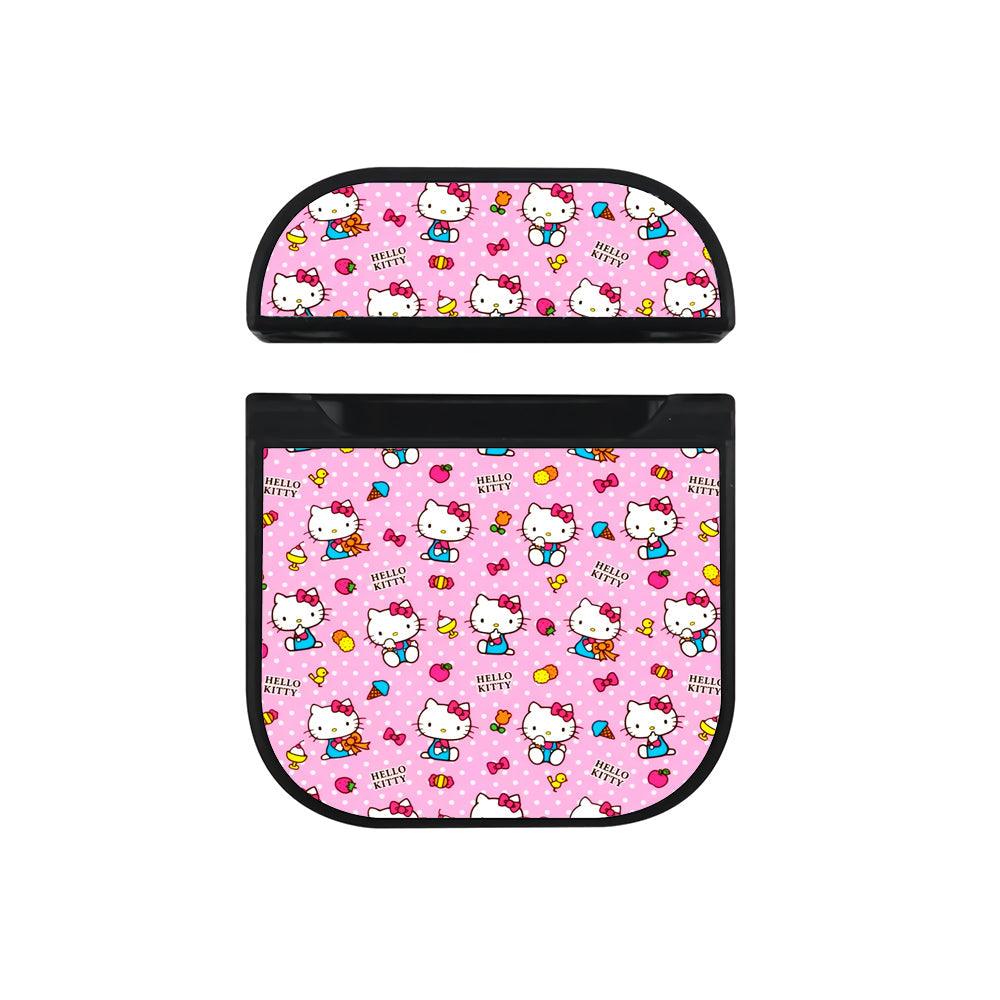 Hello Kitty Pattern Girly Apple Airpods Case Black