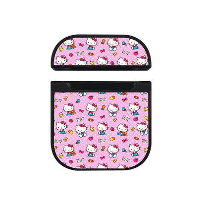 Hello Kitty Pattern Girly Apple Airpods Case Black